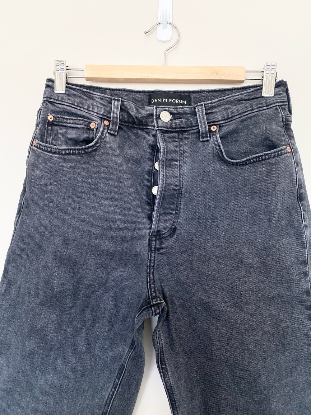 Denim Forum The Arlo High Rise Straight 28L Jeans Size 28 Washed Black - Picture 5 of 13
